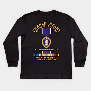 Purple Heart - WIA w WWII SVC w Purple Heart - Pacific Kids Long Sleeve T-Shirt